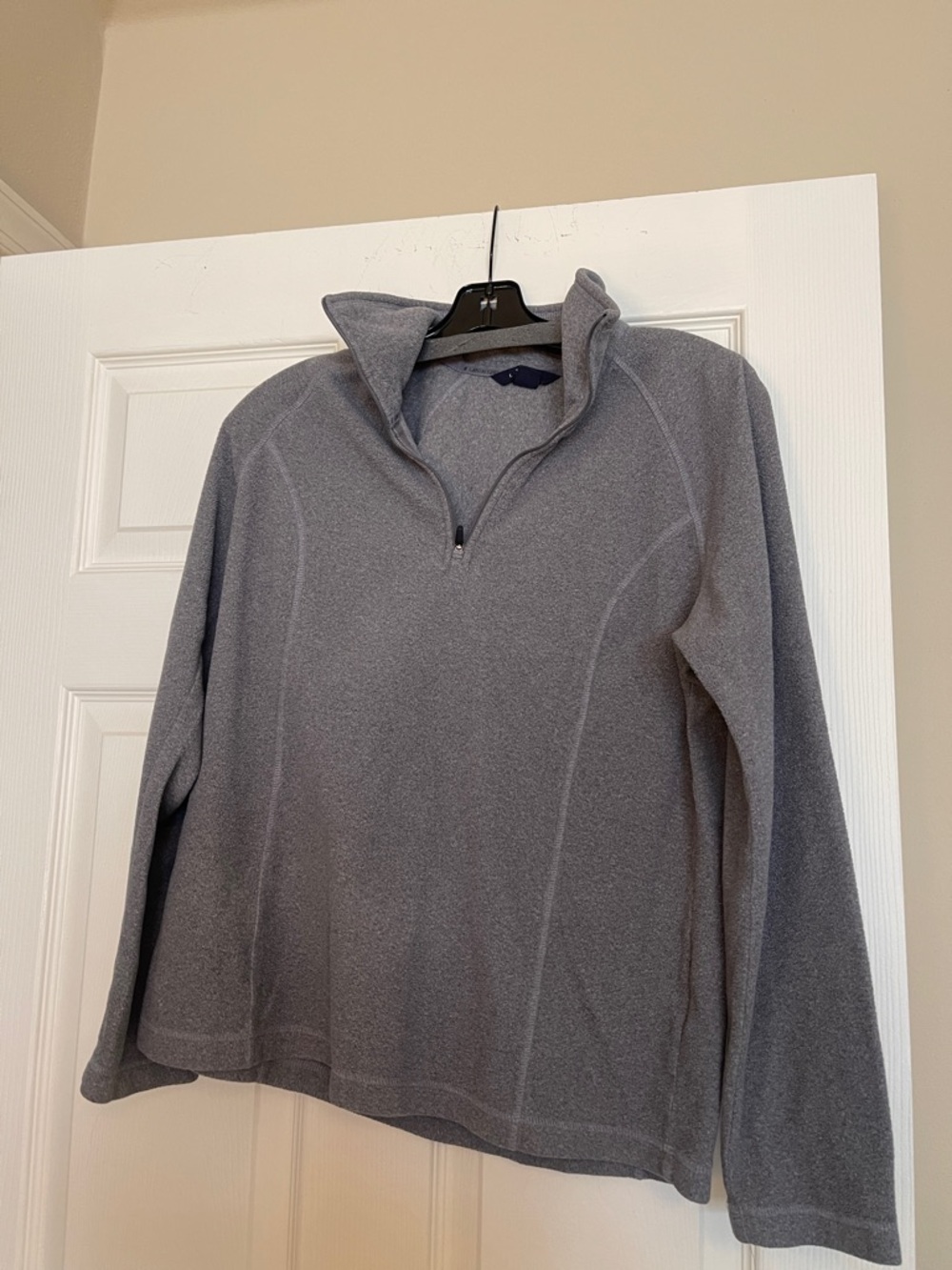 Lands' End Gray Fleece Quarter-Zip Pullover